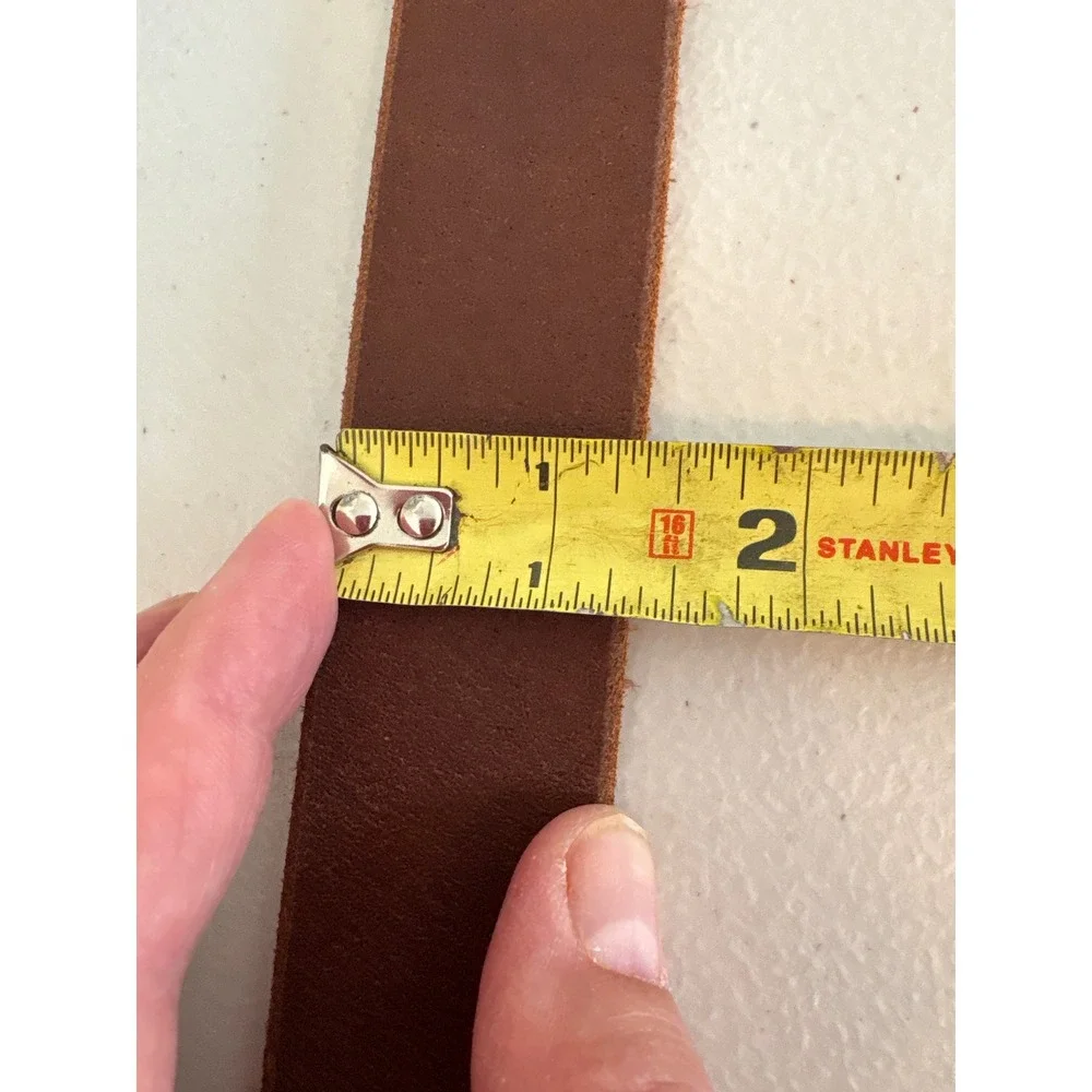 Nickel Smart Brown Leather Floral Embossed Belt Nickel Free Buckle Size 34